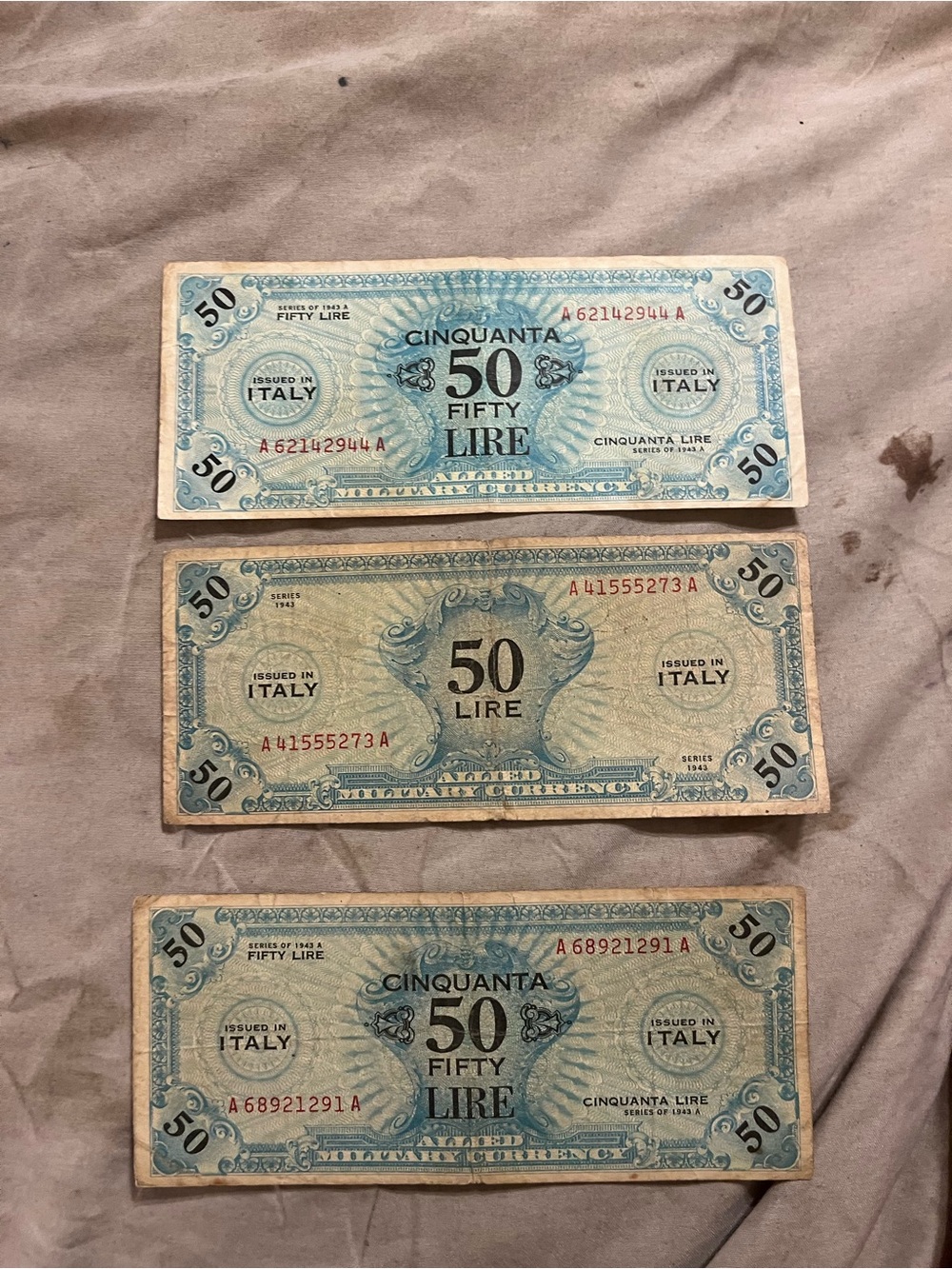 Vintage 50 Lire Italian Banknote - Blue